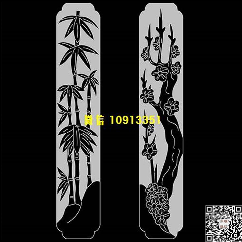 精雕图201竹子梅花精雕图线雕图线条图单线铣底图_电脑雕刻plt文泰矢量图精雕图浮雕图